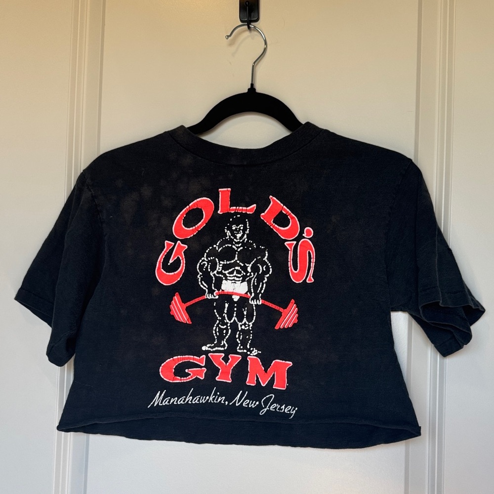 Black Vintage Golds Gym Crop Top